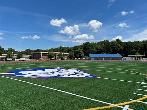 Blue Devil logo at midfield, Coginchaug